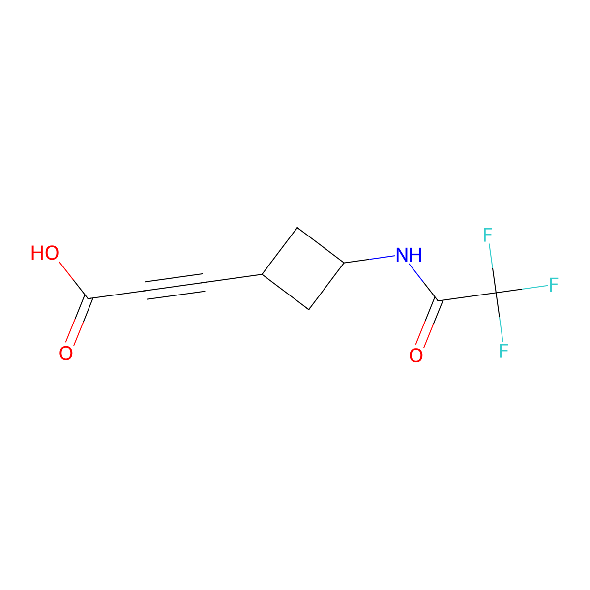 3-[3-(2,2,2-Trifluoroacetamido)cyclobutyl]prop-2-ynoic acid molecular structure, CAS 2680870-26-0