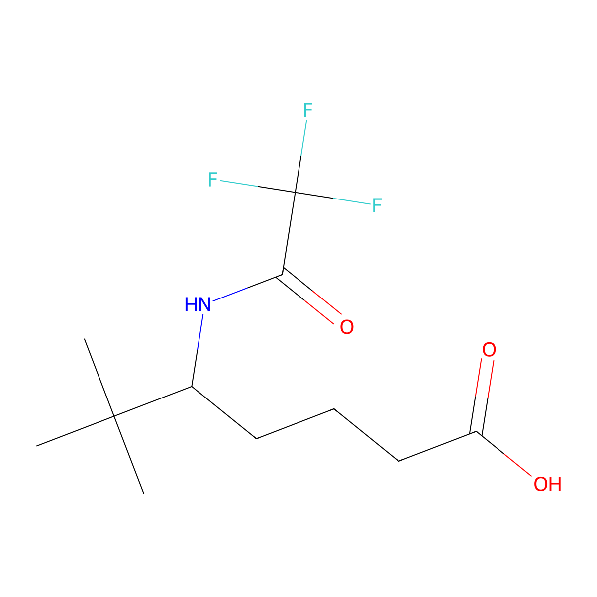 6,6-Dimethyl-5-(2,2,2-trifluoroacetamido)heptanoic acid molecular structure, CAS 2680870-29-3