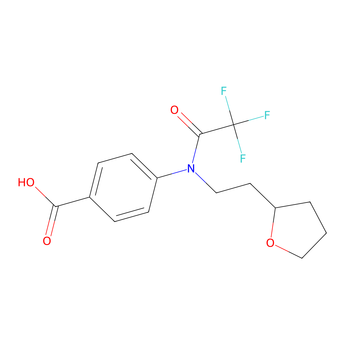 4-{2,2,2-trifluoro-N-[2-(oxolan-2-yl)ethyl]acetamido}benzoic acid molecular structure, CAS 2680870-33-9