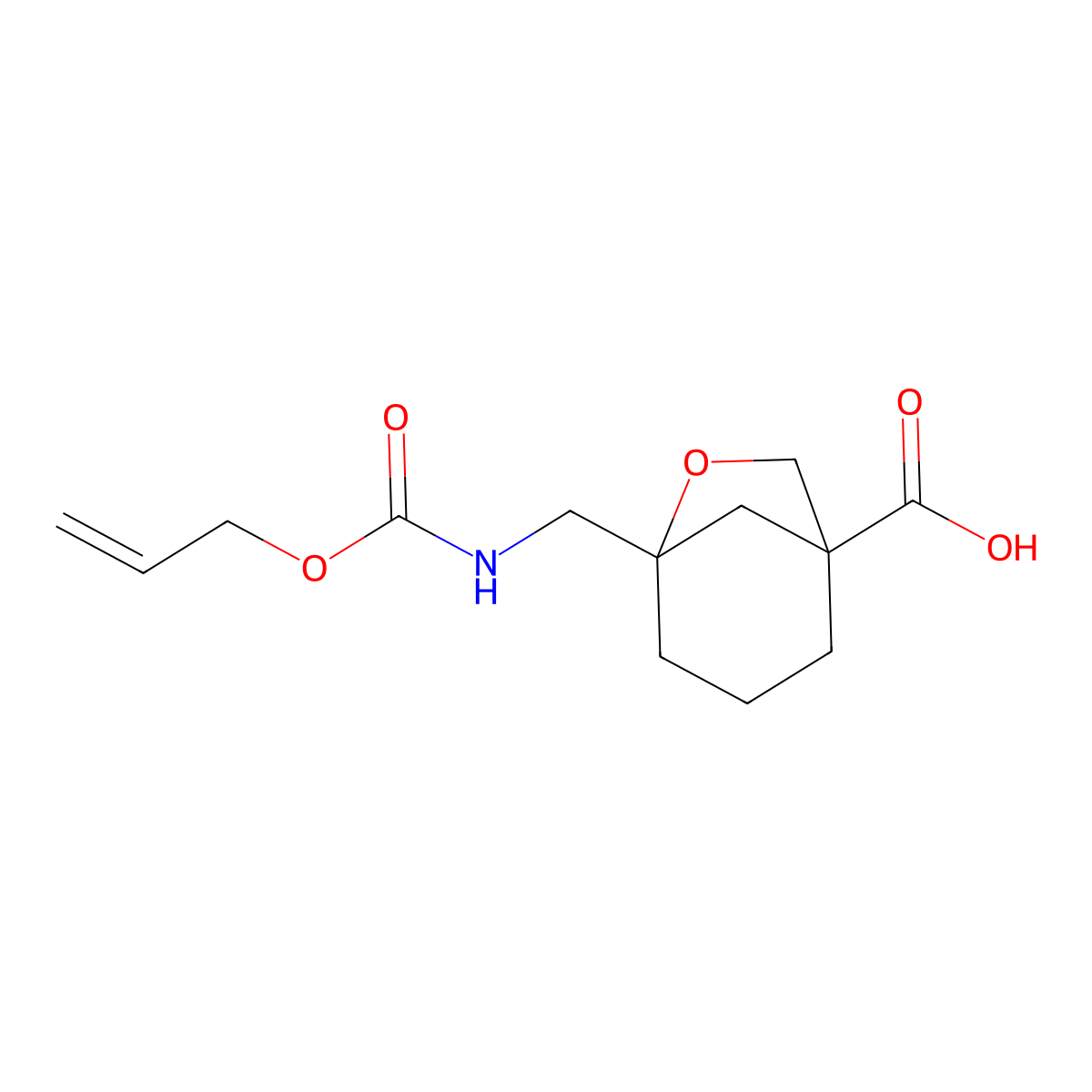 5-({[(Prop-2-en-1-yloxy)carbonyl]amino}methyl)-6-oxabicyclo[3.2.1]octane-1-carboxylic acid molecular structure, CAS 2680870-38-4