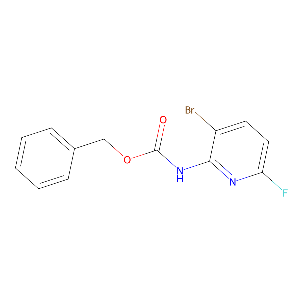 benzyl N-(3-bromo-6-fluoropyridin-2-yl)carbamate molecular structure, CAS 2680870-51-1