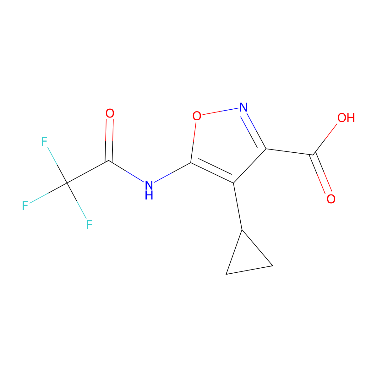 4-Cyclopropyl-5-(2,2,2-trifluoroacetamido)-1,2-oxazole-3-carboxylic acid molecular structure, CAS 2680870-56-6