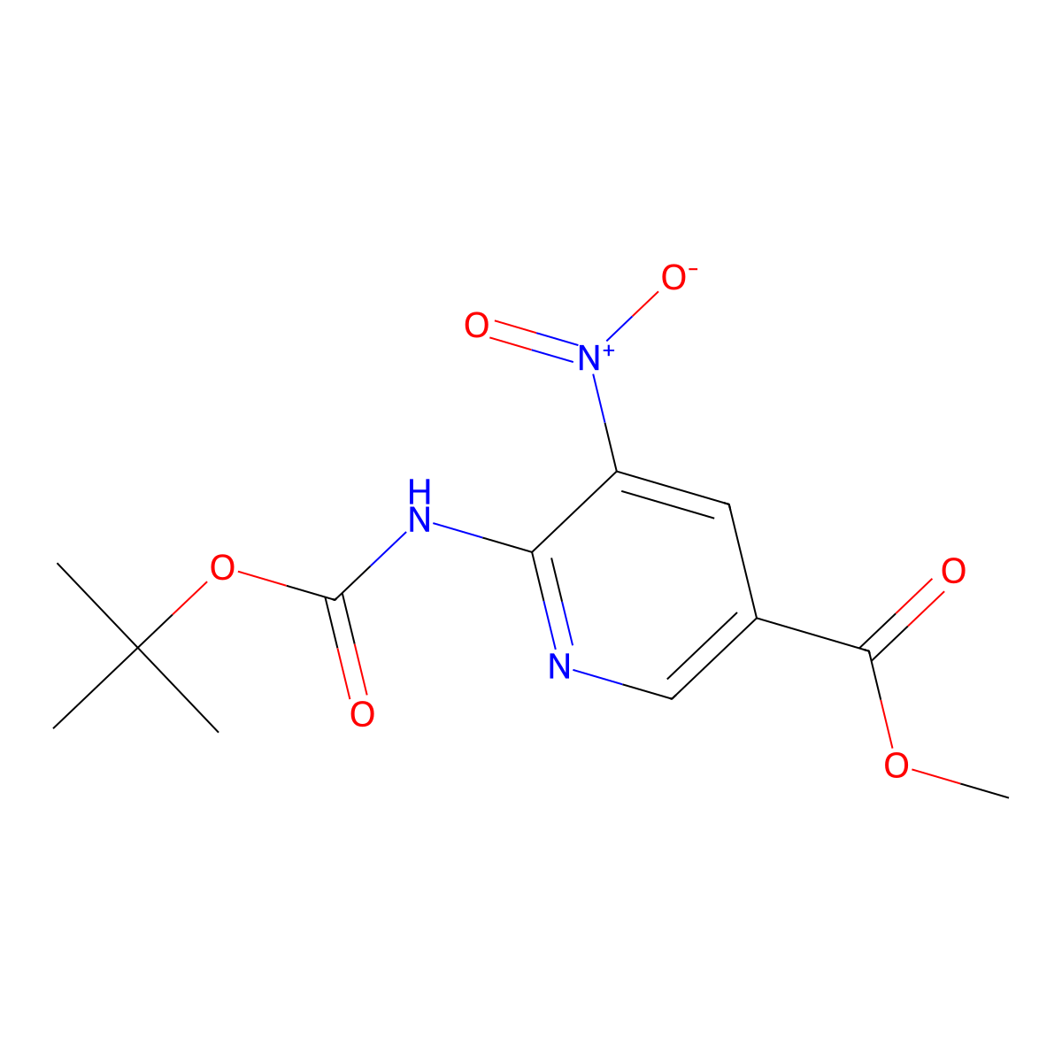 Methyl 6-{[(tert-butoxy)carbonyl]amino}-5-nitropyridine-3-carboxylate molecular structure, CAS 2680870-57-7