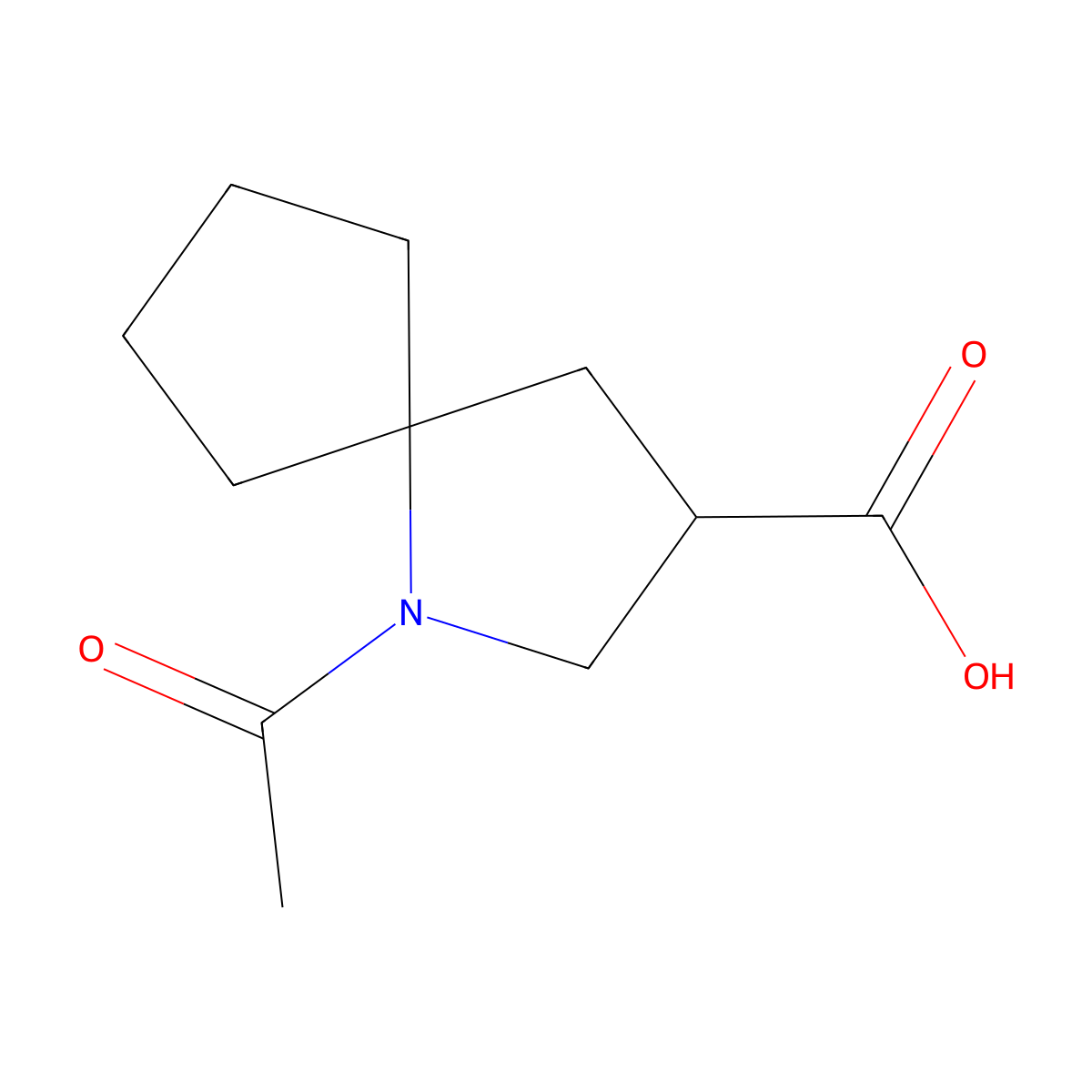 1-Acetyl-1-azaspiro[4.4]nonane-3-carboxylic acid molecular structure, CAS 2680870-60-2
