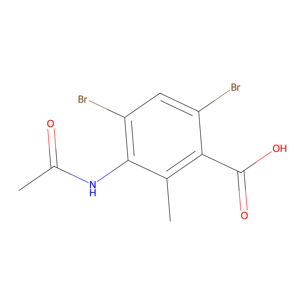 4,6-Dibromo-3-acetamido-2-methylbenzoic acid molecular structure, CAS 2680870-65-7