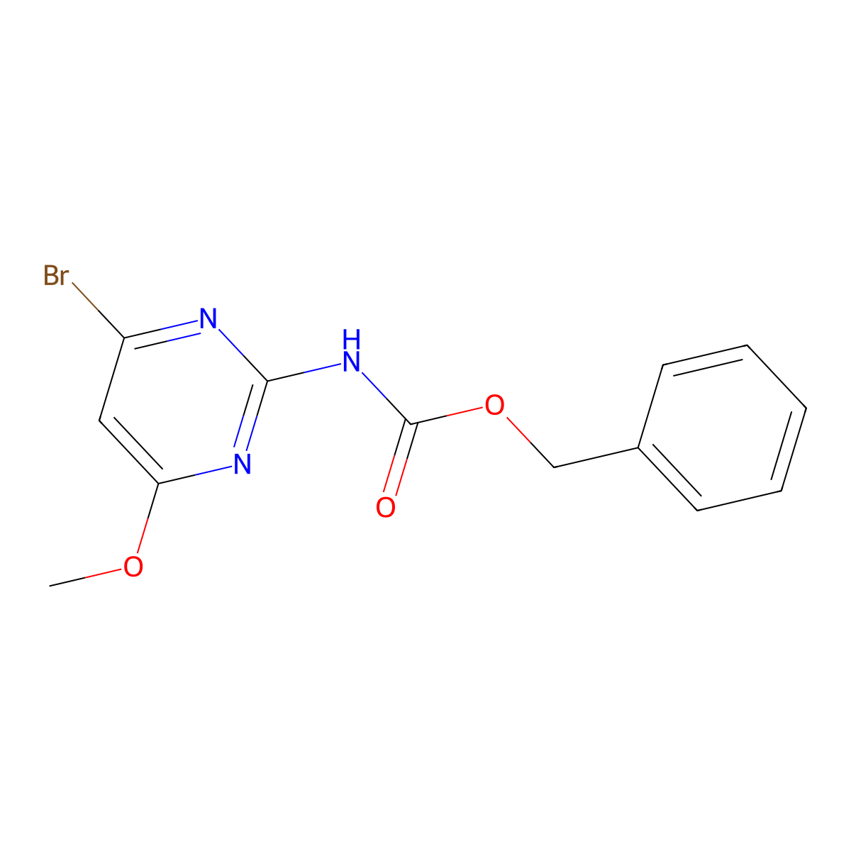 benzyl N-(4-bromo-6-methoxypyrimidin-2-yl)carbamate molecular structure, CAS 2680870-69-1