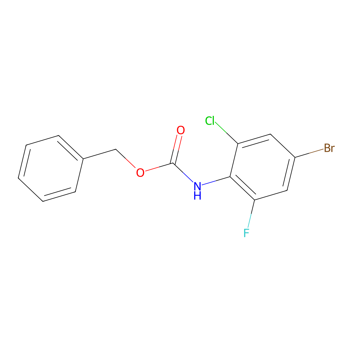 benzyl N-(4-bromo-2-chloro-6-fluorophenyl)carbamate molecular structure, CAS 2680870-72-6