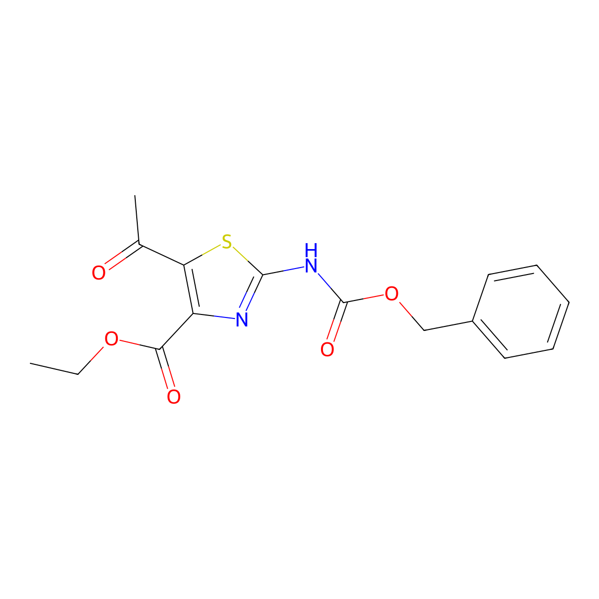 Ethyl 5-acetyl-2-{[(benzyloxy)carbonyl]amino}-1,3-thiazole-4-carboxylate molecular structure, CAS 2680870-73-7