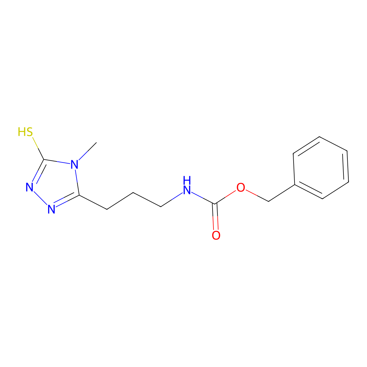benzyl N-[3-(4-methyl-5-sulfanyl-4H-1,2,4-triazol-3-yl)propyl]carbamate molecular structure, CAS 2680870-75-9
