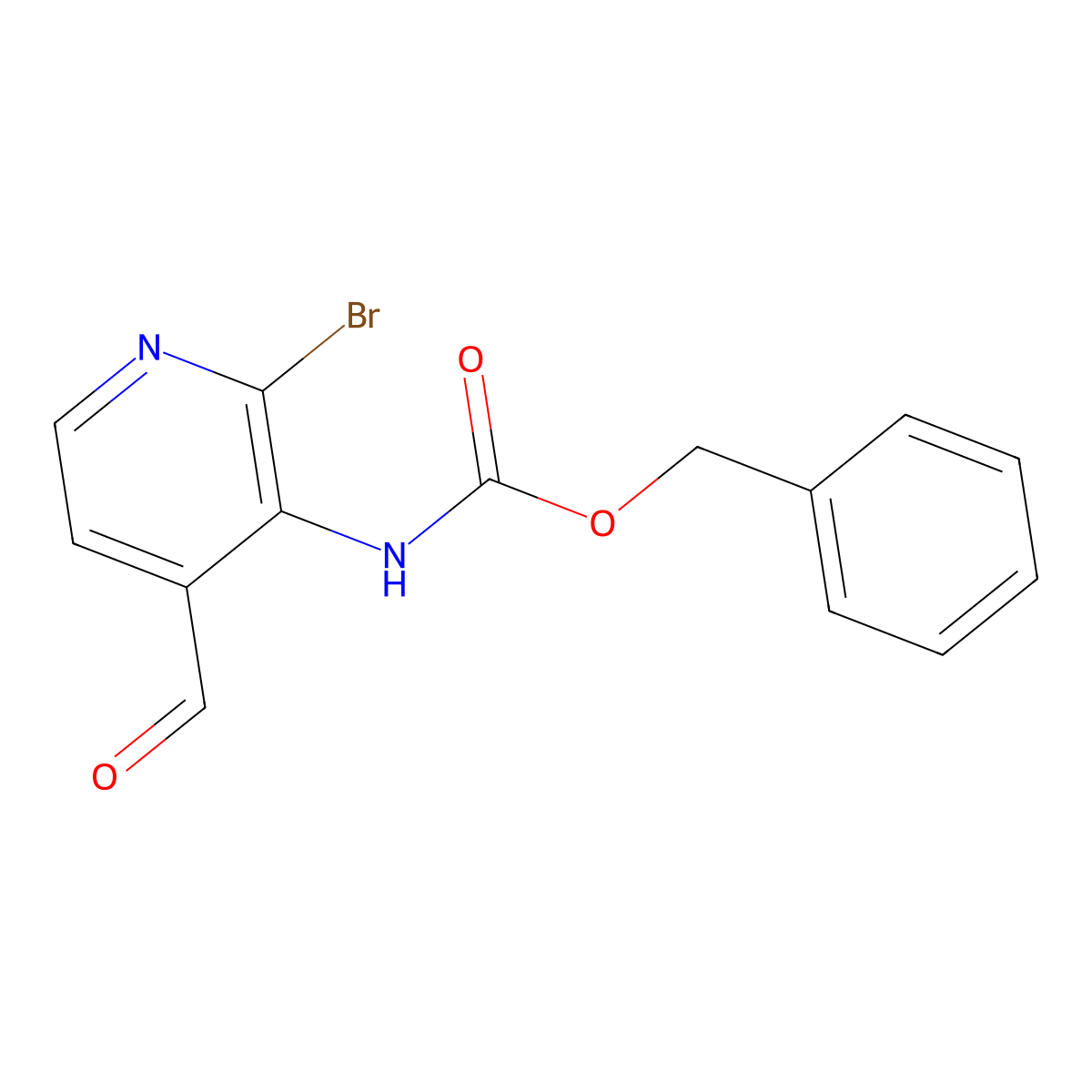 benzyl N-(2-bromo-4-formylpyridin-3-yl)carbamate molecular structure, CAS 2680870-84-0