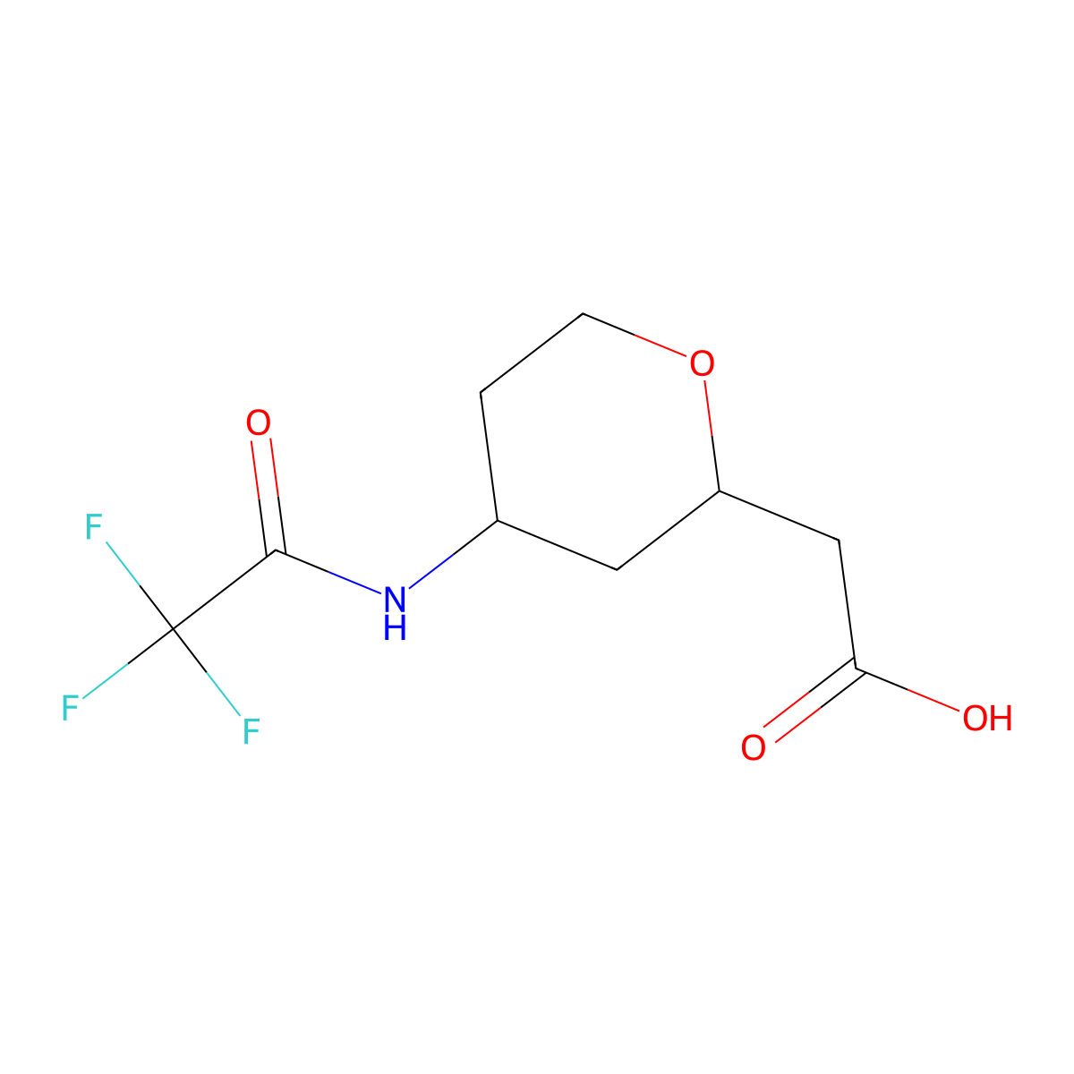 2-[4-(2,2,2-Trifluoroacetamido)oxan-2-yl]acetic acid molecular structure, CAS 2680870-87-3