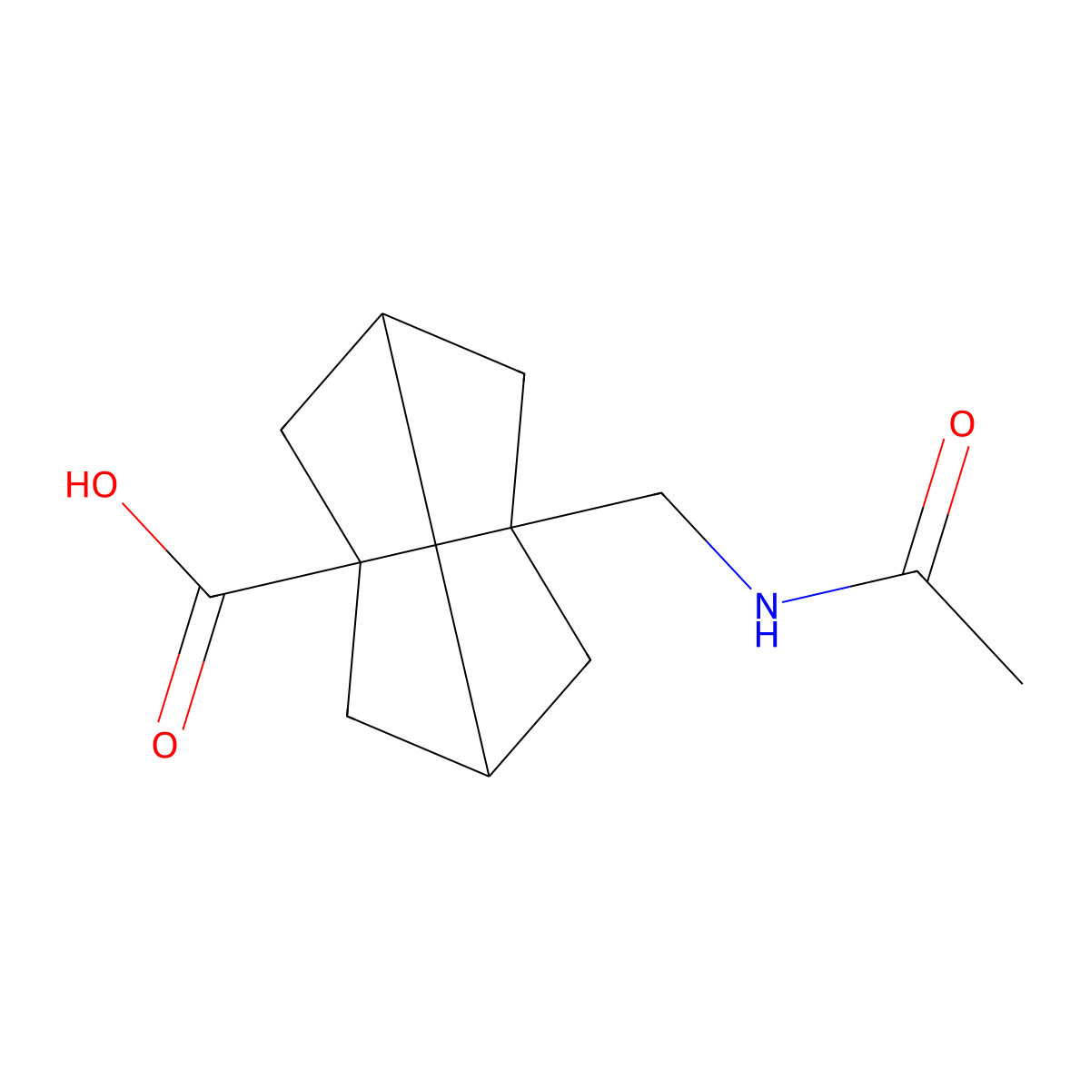 5-(Acetamidomethyl)tricyclo[3.3.0.0,3,7]octane-1-carboxylic acid molecular structure, CAS 2680870-90-8
