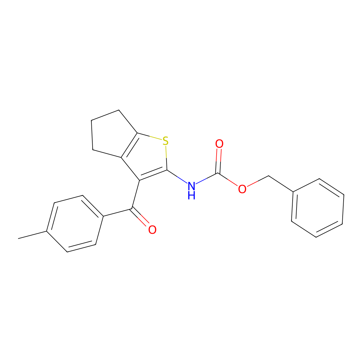 benzyl N-[3-(4-methylbenzoyl)-4H,5H,6H-cyclopenta[b]thiophen-2-yl]carbamate molecular structure, CAS 2680870-93-1