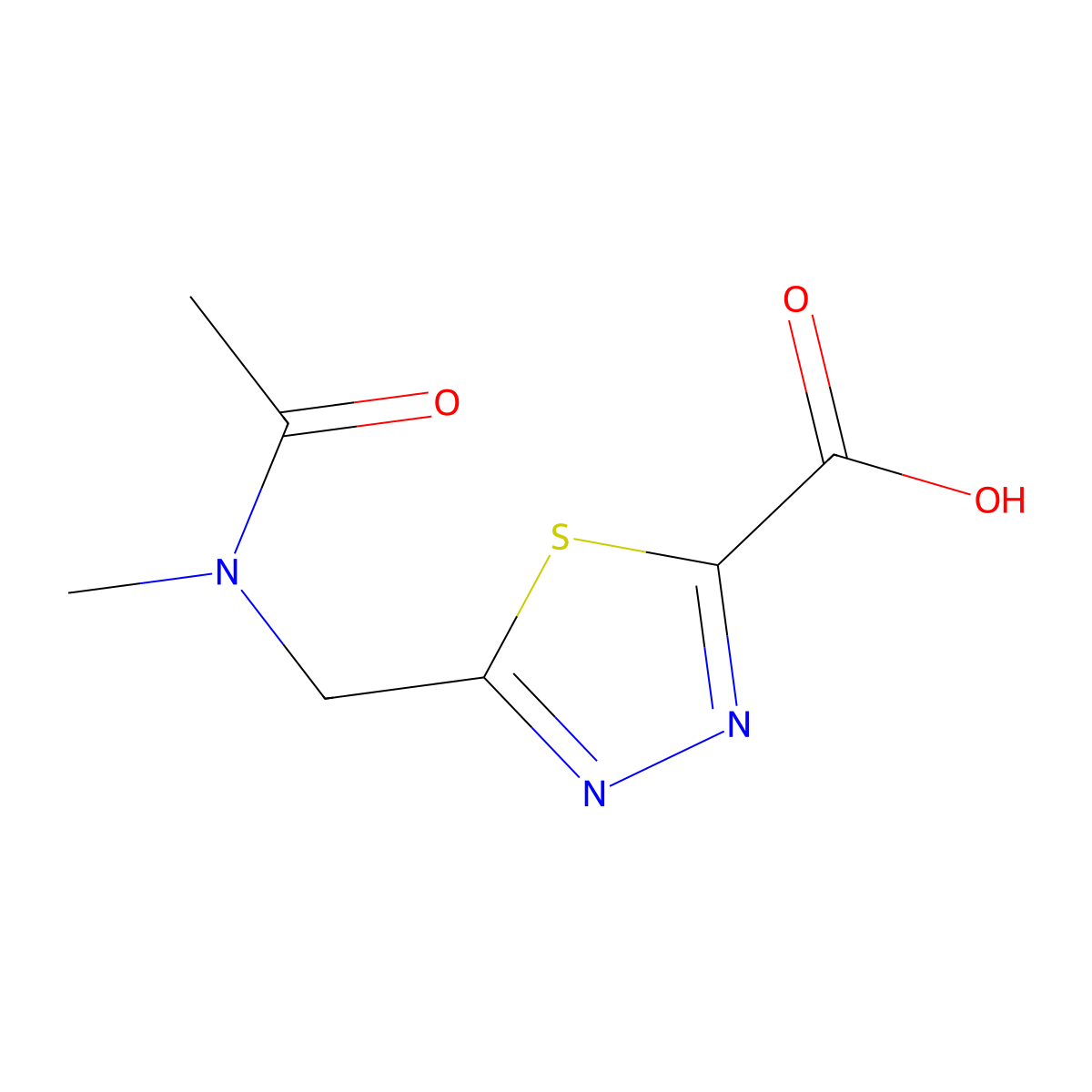 5-[(N-methylacetamido)methyl]-1,3,4-thiadiazole-2-carboxylic acid molecular structure, CAS 2680870-99-7