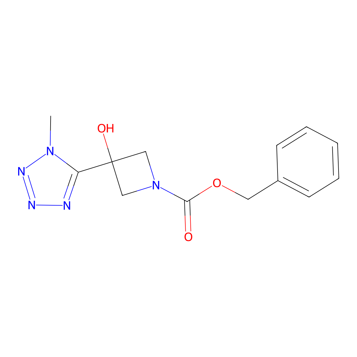 benzyl 3-hydroxy-3-(1-methyl-1H-1,2,3,4-tetrazol-5-yl)azetidine-1-carboxylate molecular structure, CAS 2680871-06-9