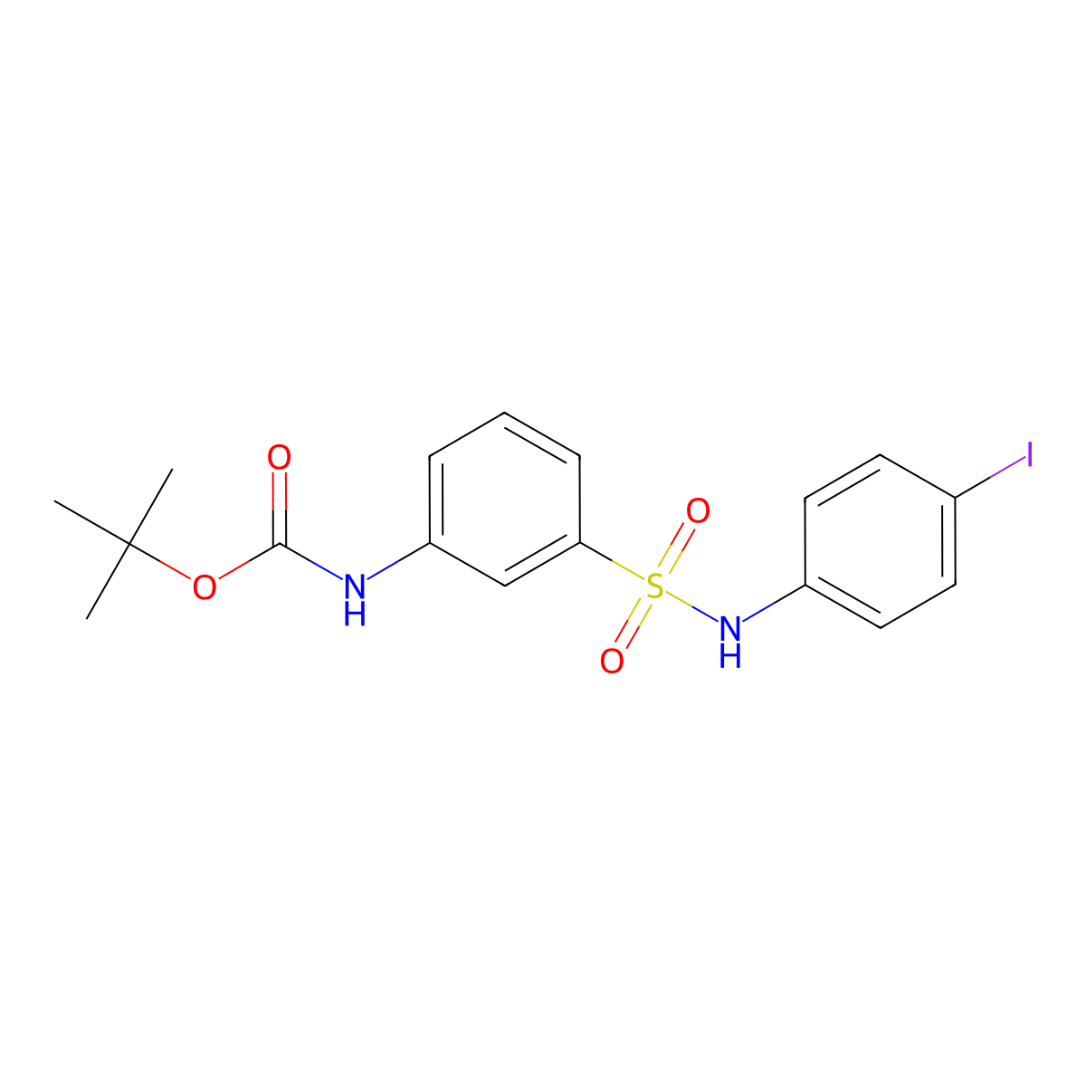 tert-butyl N-{3-[(4-iodophenyl)sulfamoyl]phenyl}carbamate molecular structure, CAS 2680871-08-1
