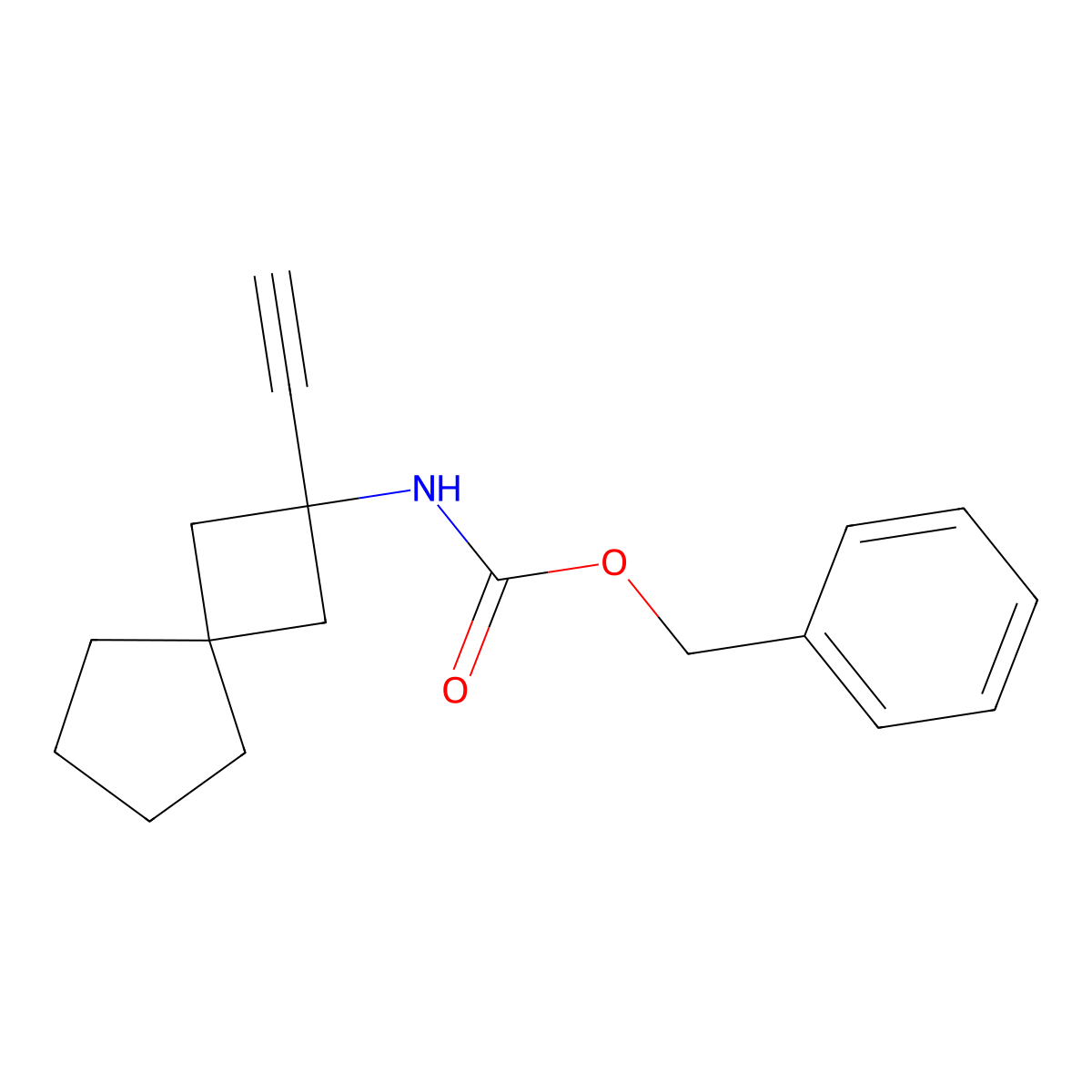 benzyl N-{2-ethynylspiro[3.4]octan-2-yl}carbamate molecular structure, CAS 2680871-12-7