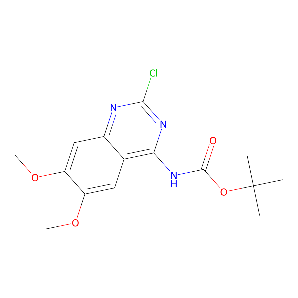 tert-butyl N-(2-chloro-6,7-dimethoxyquinazolin-4-yl)carbamate molecular structure, CAS 2680871-14-9