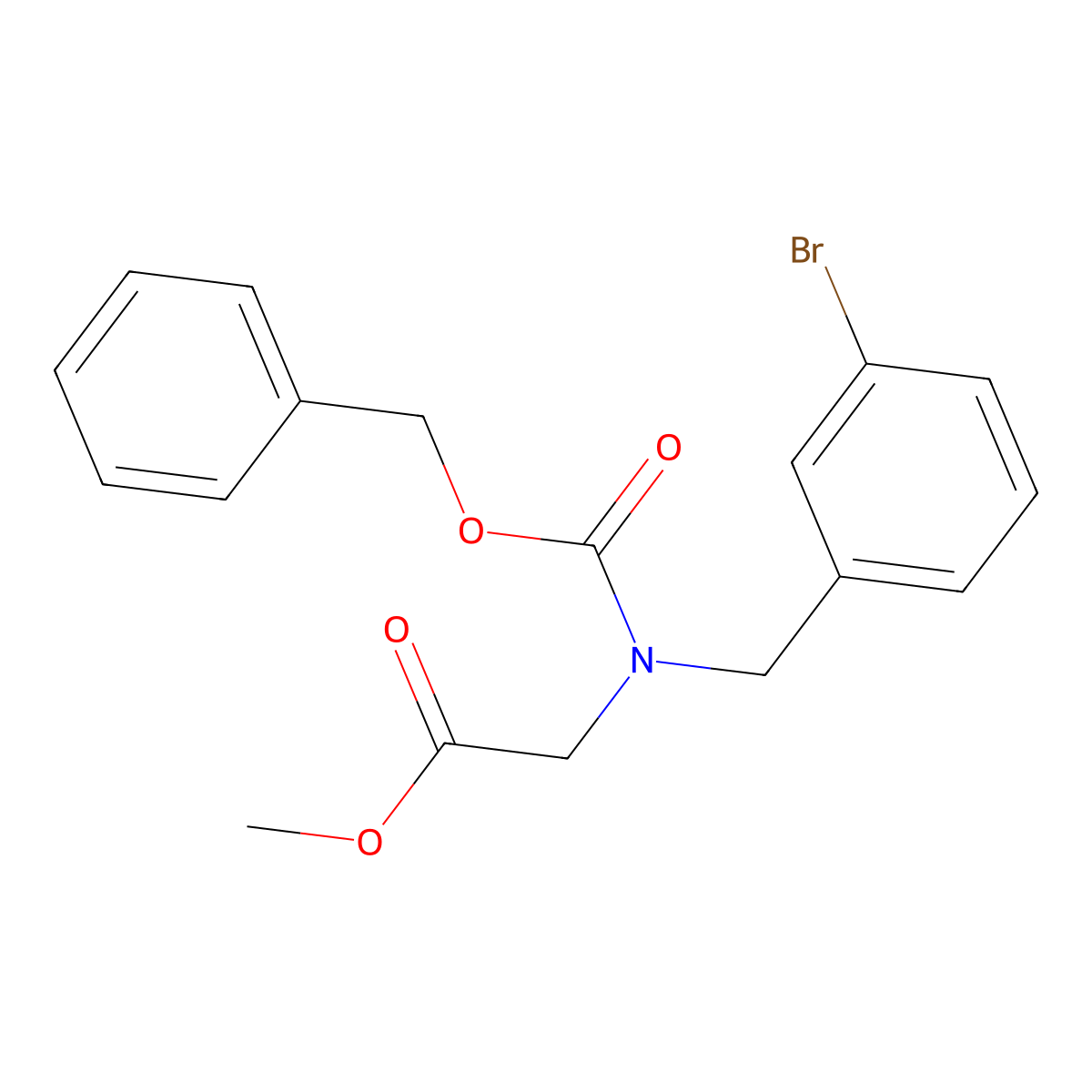 Methyl 2-{[(benzyloxy)carbonyl][(3-bromophenyl)methyl]amino}acetate molecular structure, CAS 2680871-17-2