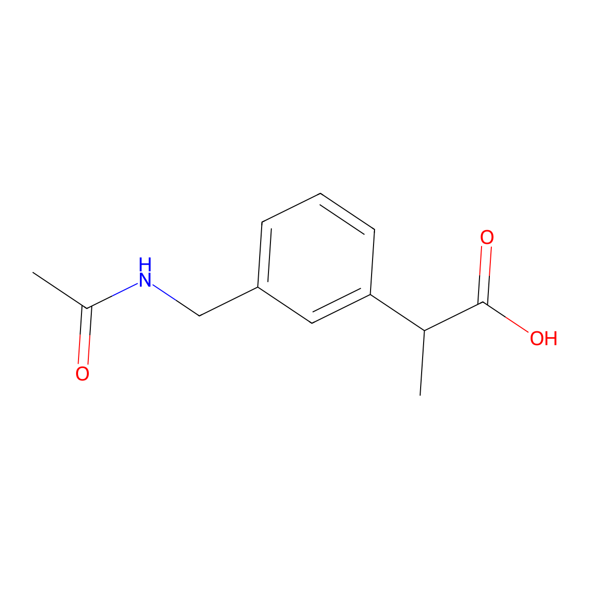 2-[3-(Acetamidomethyl)phenyl]propanoic acid molecular structure, CAS 2680871-29-6