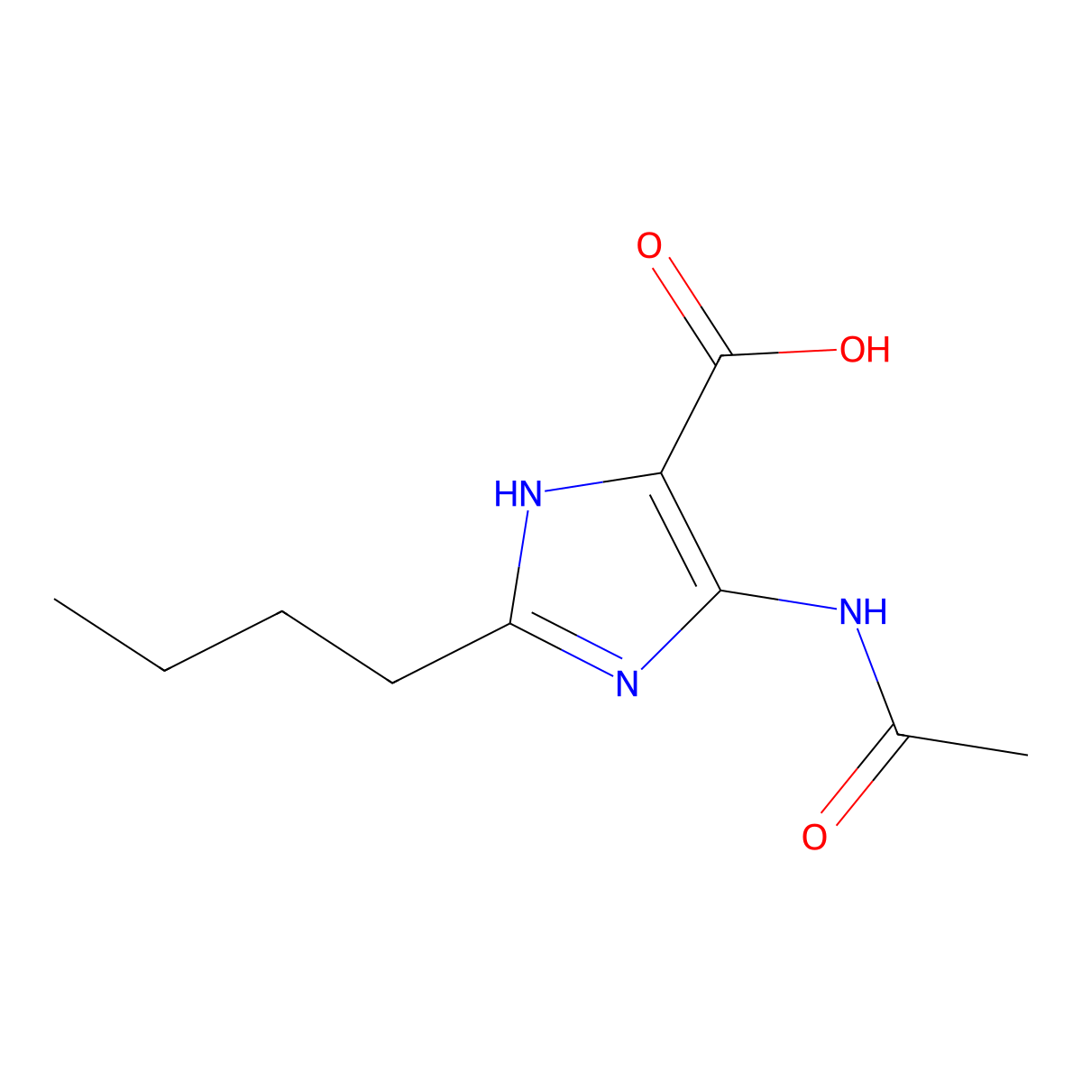 2-butyl-4-acetamido-1H-imidazole-5-carboxylic acid molecular structure, CAS 2680871-40-1