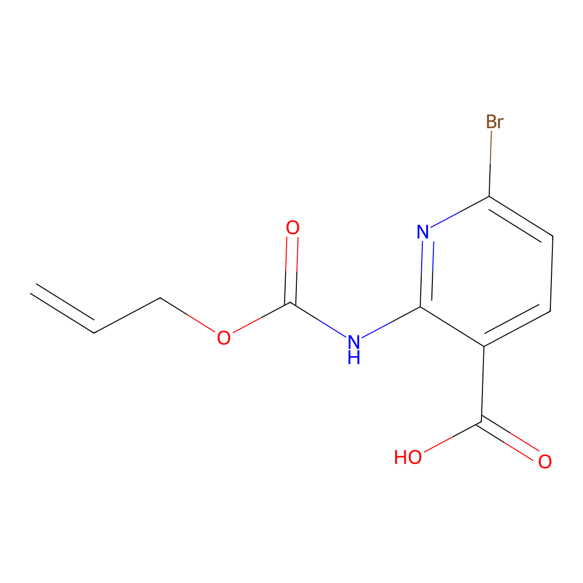 6-Bromo-2-{[(prop-2-en-1-yloxy)carbonyl]amino}pyridine-3-carboxylic acid molecular structure, CAS 2680871-52-5