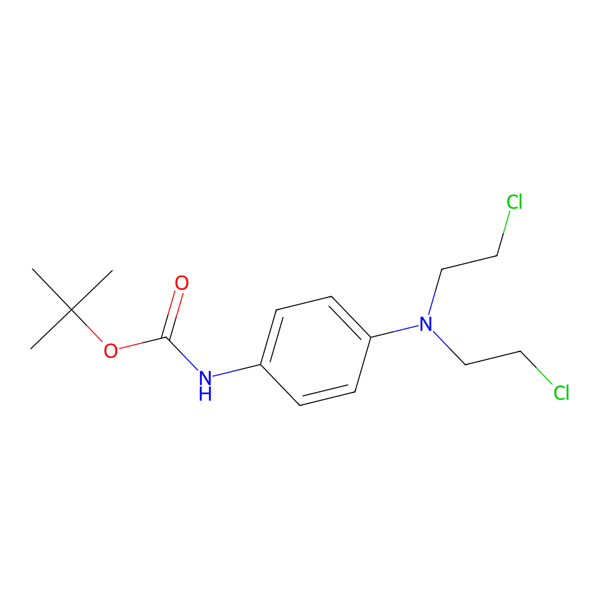tert-butyl N-{4-[bis(2-chloroethyl)amino]phenyl}carbamate molecular structure, CAS 2680871-55-8