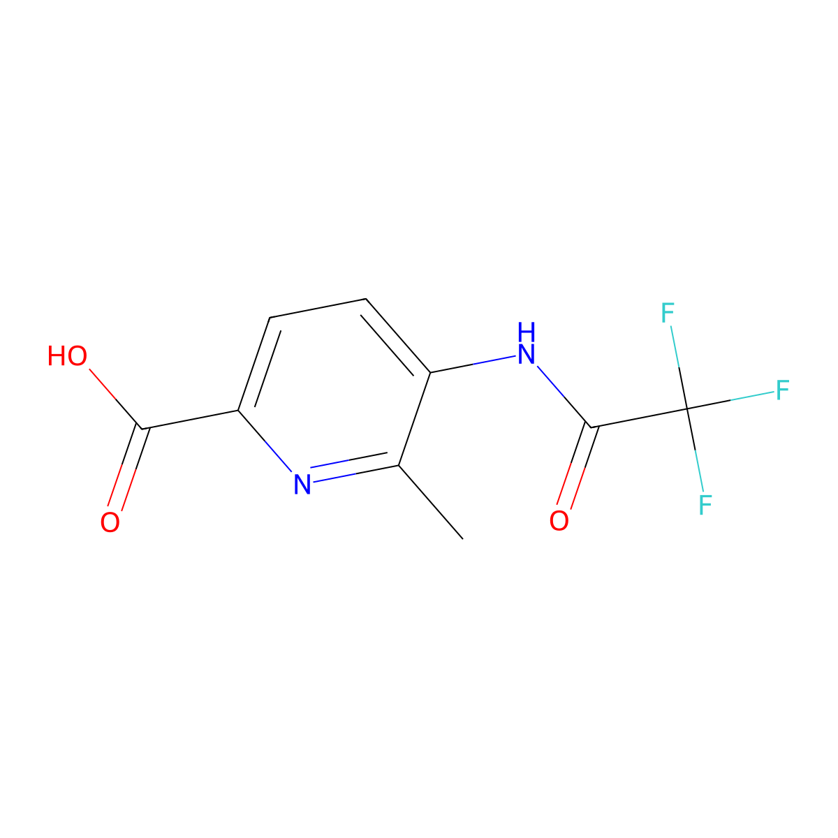 6-Methyl-5-(2,2,2-trifluoroacetamido)pyridine-2-carboxylic acid molecular structure, CAS 2680871-61-6