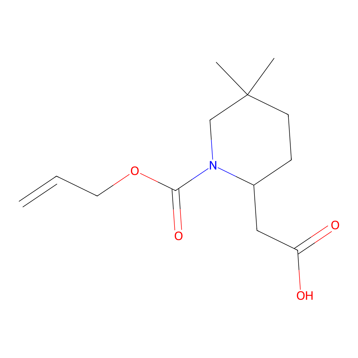 2-{5,5-Dimethyl-1-[(prop-2-en-1-yloxy)carbonyl]piperidin-2-yl}acetic acid molecular structure, CAS 2680871-65-0
