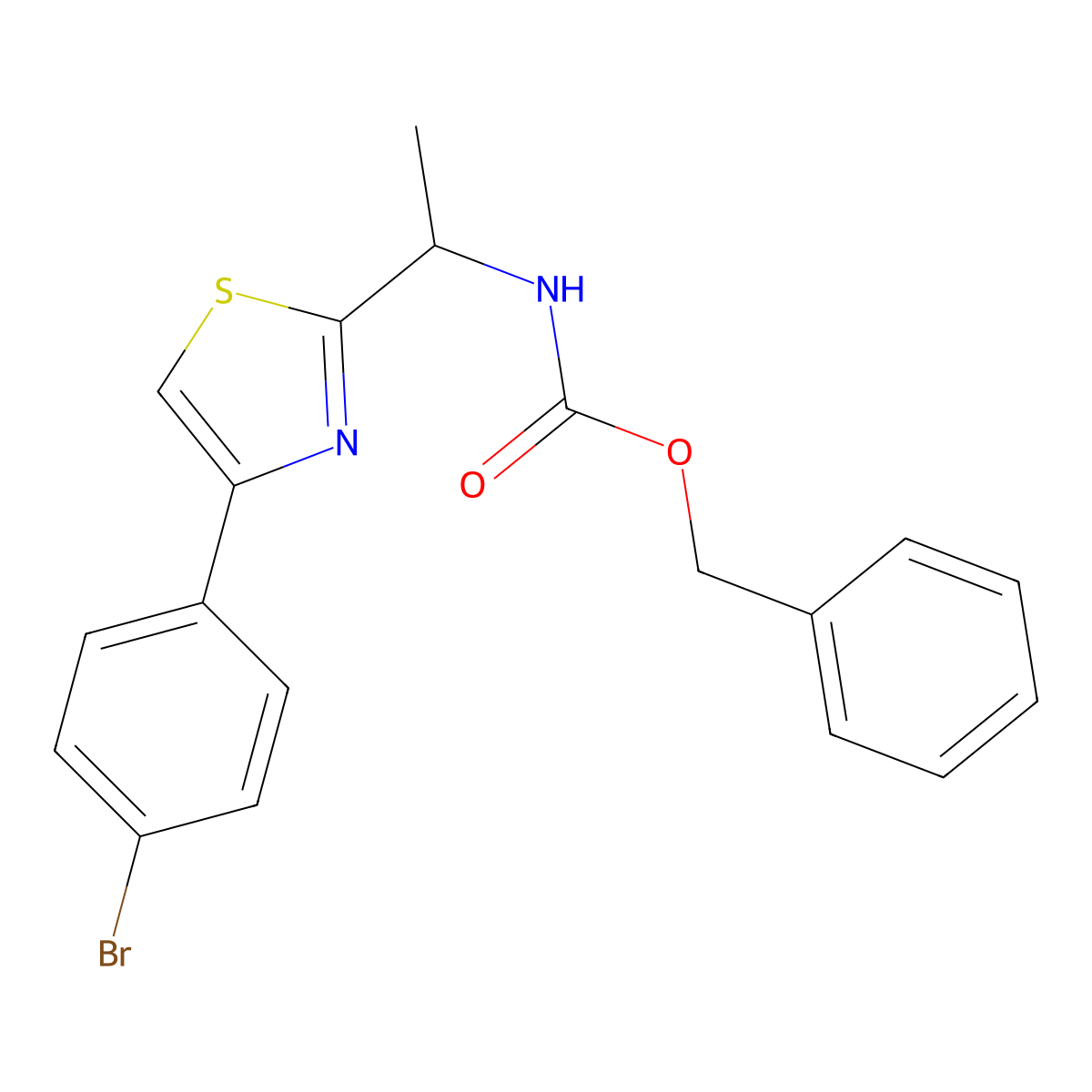 benzyl N-{1-[4-(4-bromophenyl)-1,3-thiazol-2-yl]ethyl}carbamate molecular structure, CAS 2680871-68-3