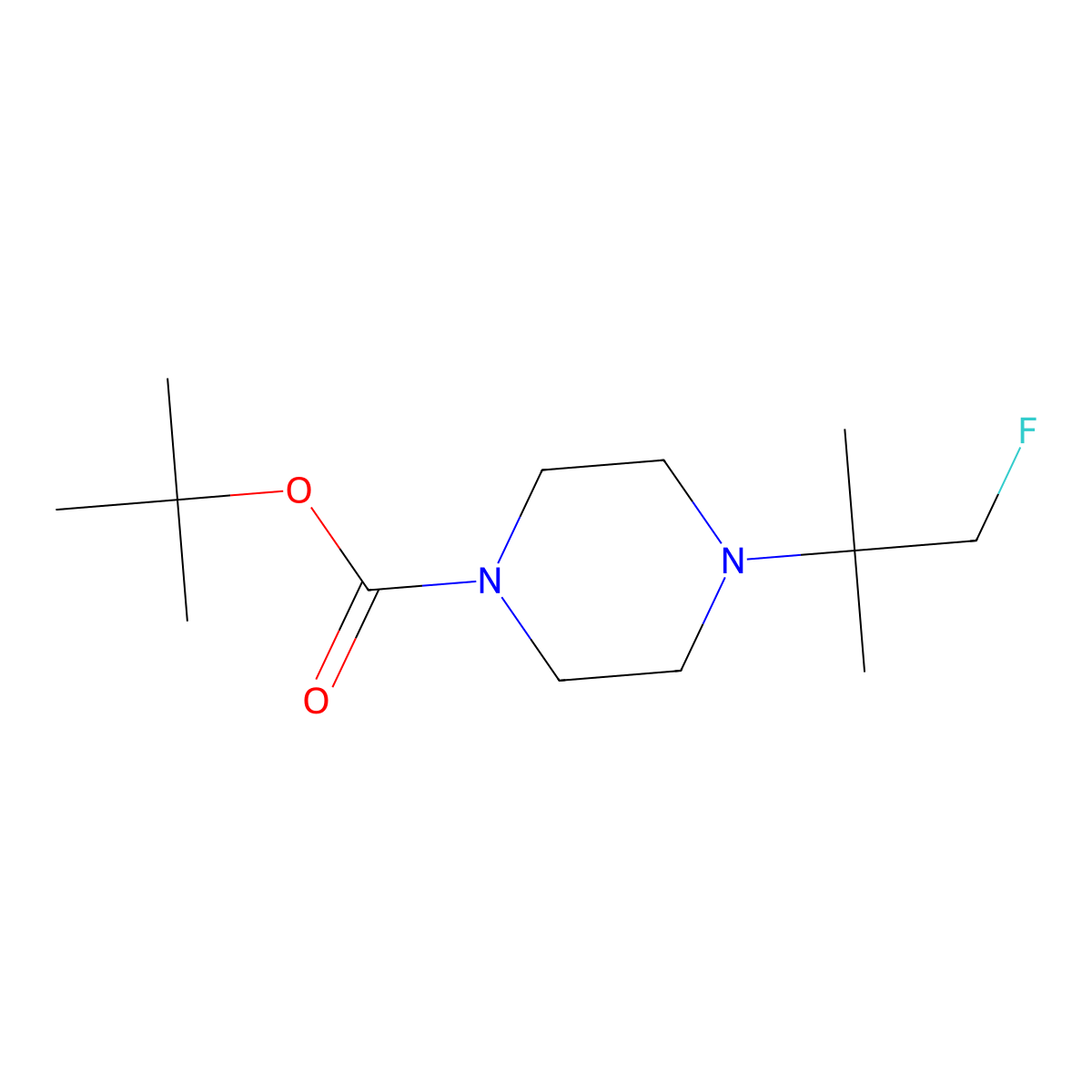 Tert-butyl 4-(1-fluoro-2-methylpropan-2-yl)piperazine-1-carboxylate molecular structure, CAS 2680871-72-9