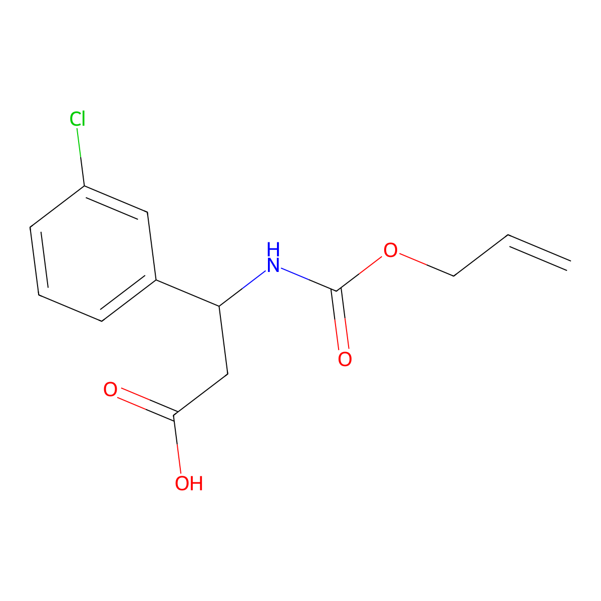 3-(3-Chlorophenyl)-3-{[(prop-2-en-1-yloxy)carbonyl]amino}propanoic acid molecular structure, CAS 2680871-84-3