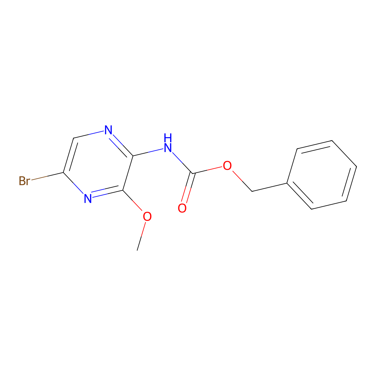 benzyl N-(5-bromo-3-methoxypyrazin-2-yl)carbamate molecular structure, CAS 2680871-85-4