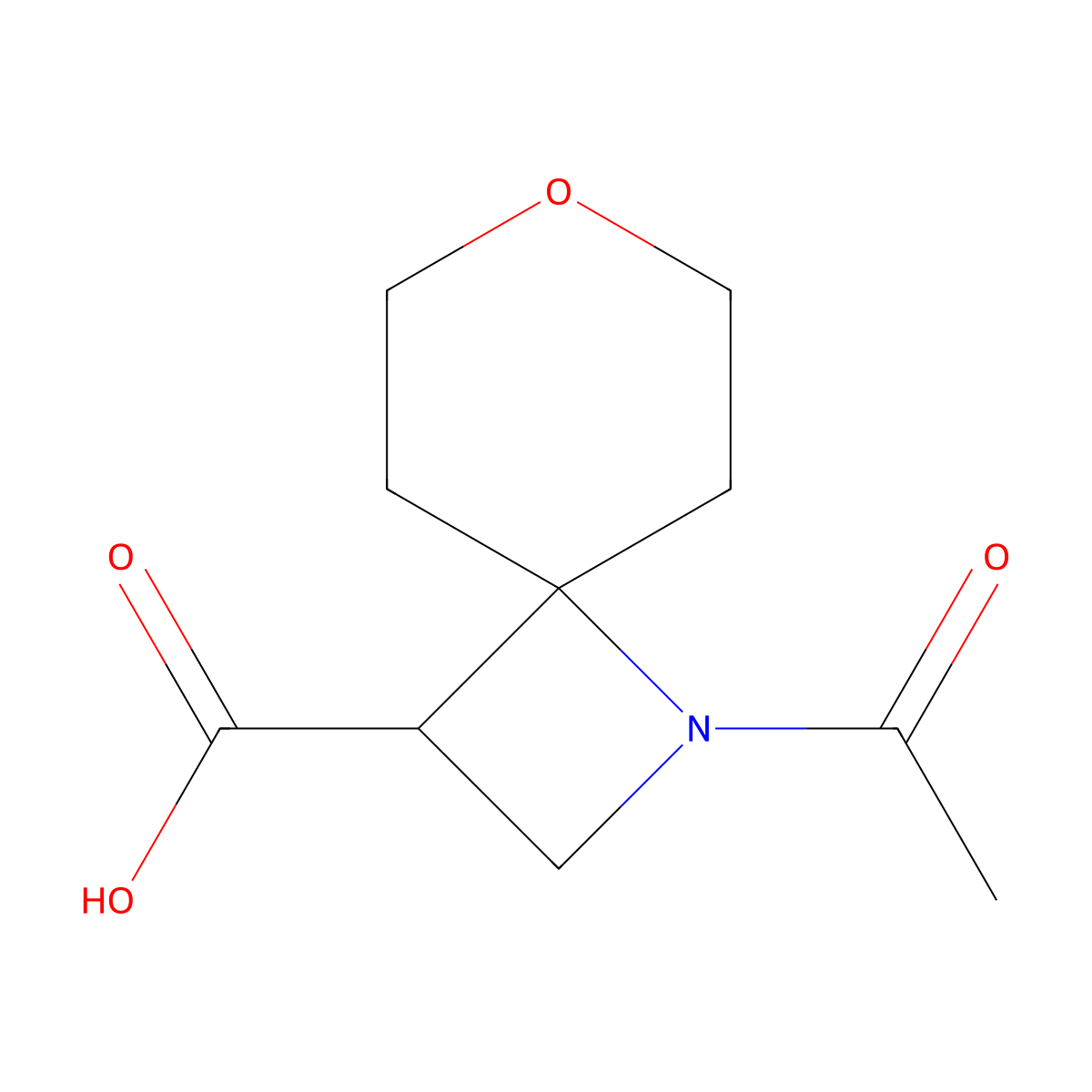 1-Acetyl-7-oxa-1-azaspiro[3.5]nonane-3-carboxylic acid molecular structure, CAS 2680871-93-4