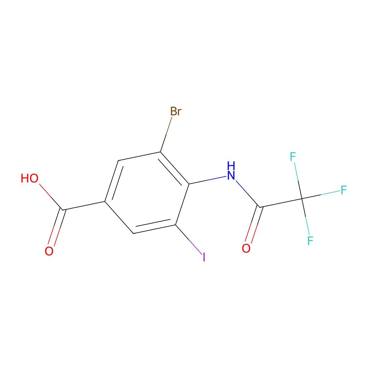 3-Bromo-5-iodo-4-(2,2,2-trifluoroacetamido)benzoic acid molecular structure, CAS 2680871-97-8