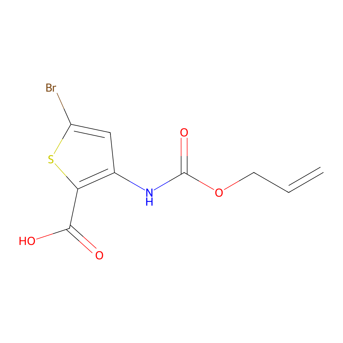 5-Bromo-3-{[(prop-2-en-1-yloxy)carbonyl]amino}thiophene-2-carboxylic acid molecular structure, CAS 2680871-98-9