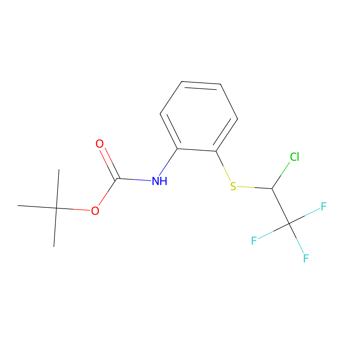 tert-butyl N-{2-[(1-chloro-2,2,2-trifluoroethyl)sulfanyl]phenyl}carbamate molecular structure, CAS 2680872-17-5