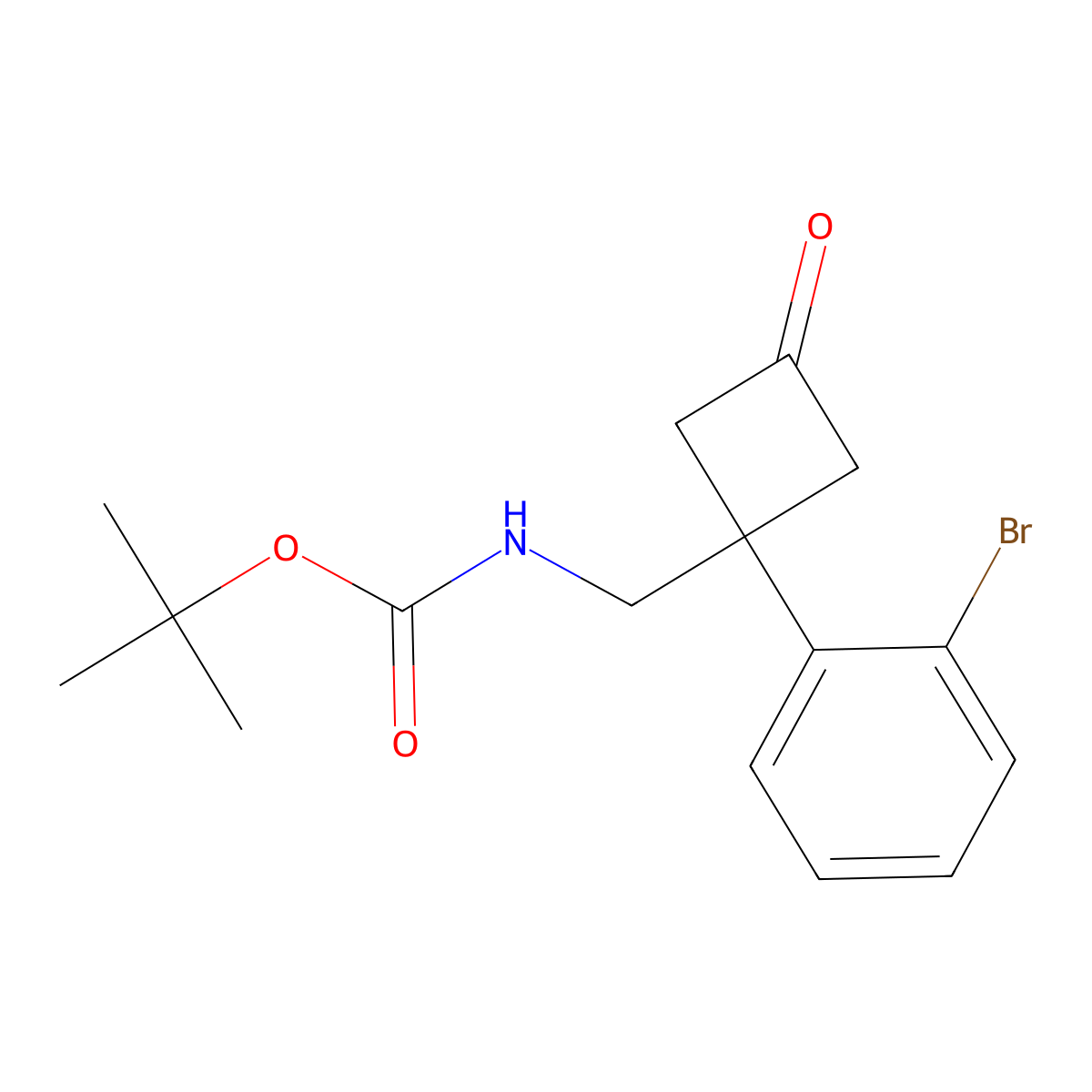 tert-butyl N-{[1-(2-bromophenyl)-3-oxocyclobutyl]methyl}carbamate molecular structure, CAS 2680872-19-7