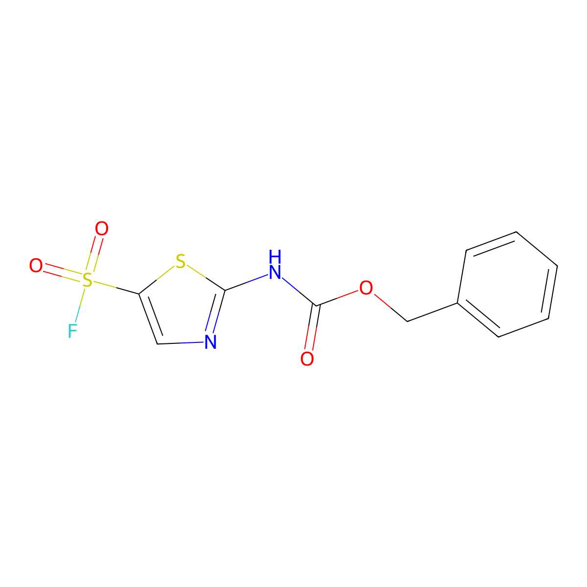 benzyl N-[5-(fluorosulfonyl)-1,3-thiazol-2-yl]carbamate molecular structure, CAS 2680872-23-3
