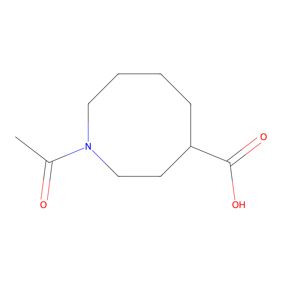 1-Acetylazocane-4-carboxylic acid molecular structure, CAS 2680872-25-5