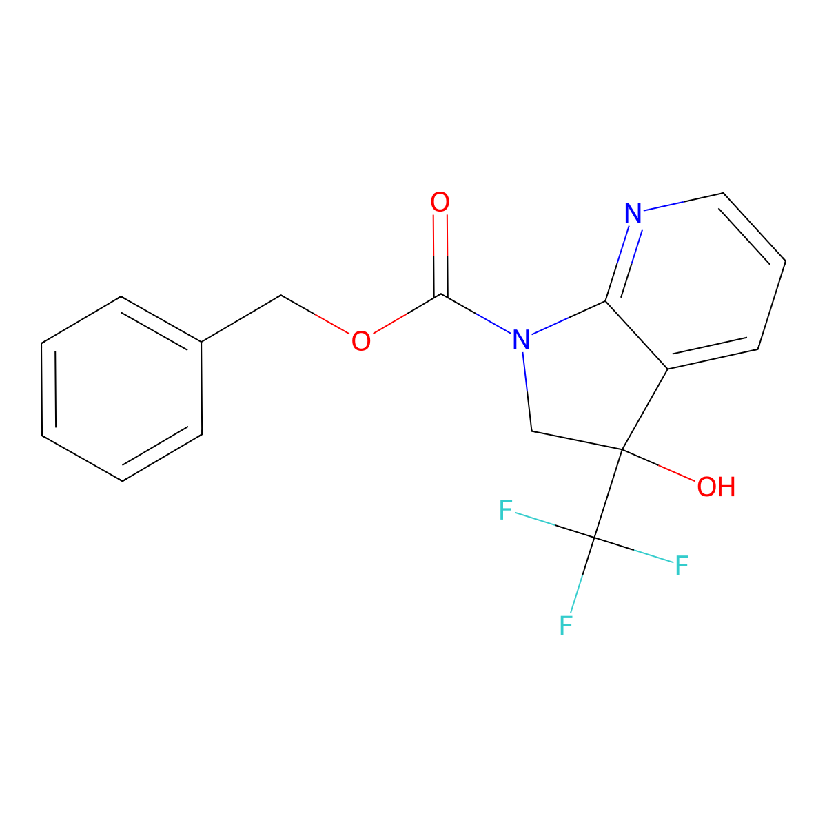 benzyl 3-hydroxy-3-(trifluoromethyl)-1H,2H,3H-pyrrolo[2,3-b]pyridine-1-carboxylate molecular structure, CAS 2680872-26-6