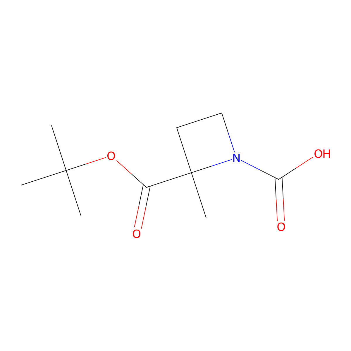 2-[(Tert-butoxy)carbonyl]-2-methylazetidine-1-carboxylic acid molecular structure, CAS 2680872-30-2
