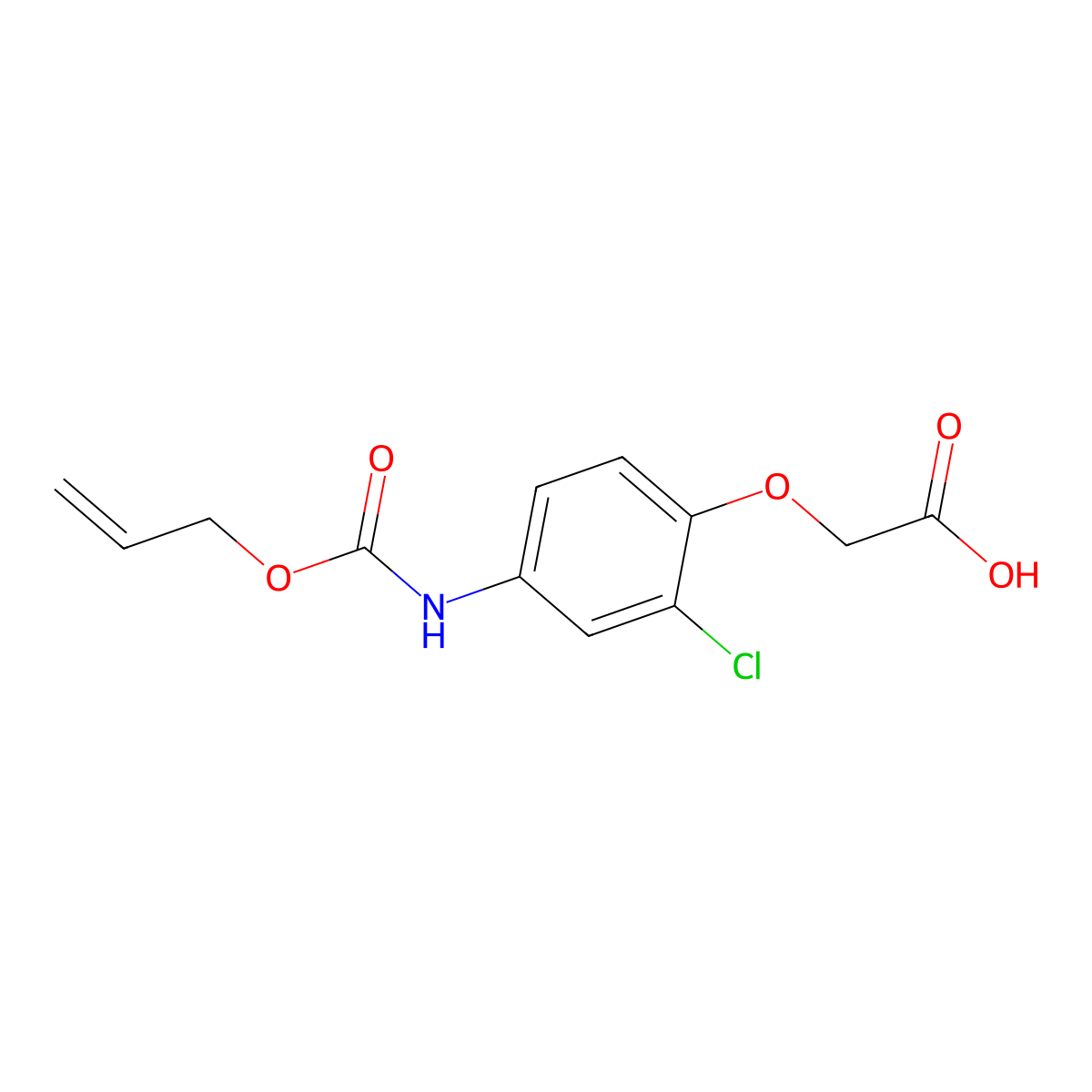 2-(2-Chloro-4-{[(prop-2-en-1-yloxy)carbonyl]amino}phenoxy)acetic acid molecular structure, CAS 2680872-32-4