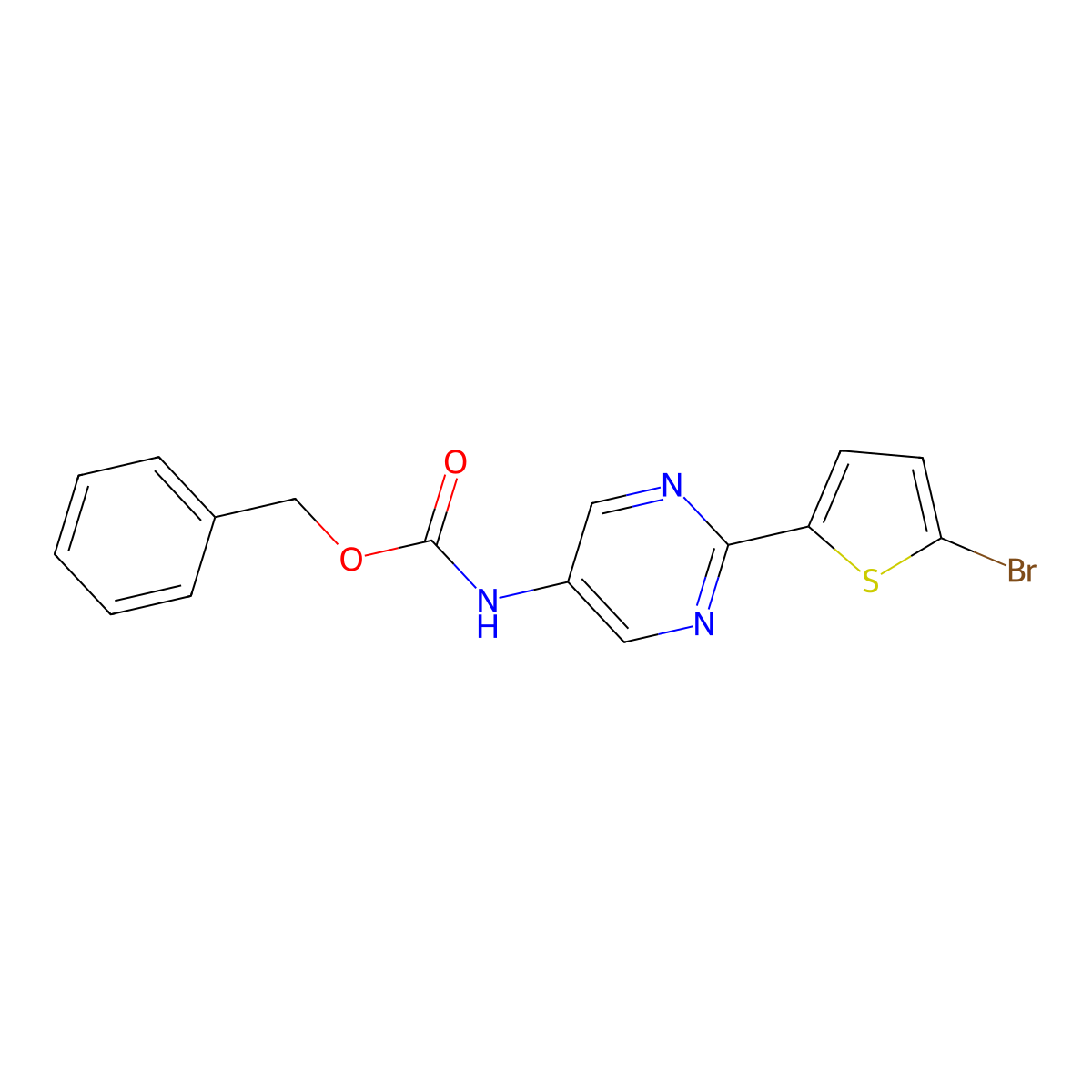 benzyl N-[2-(5-bromothiophen-2-yl)pyrimidin-5-yl]carbamate molecular structure, CAS 2680872-33-5
