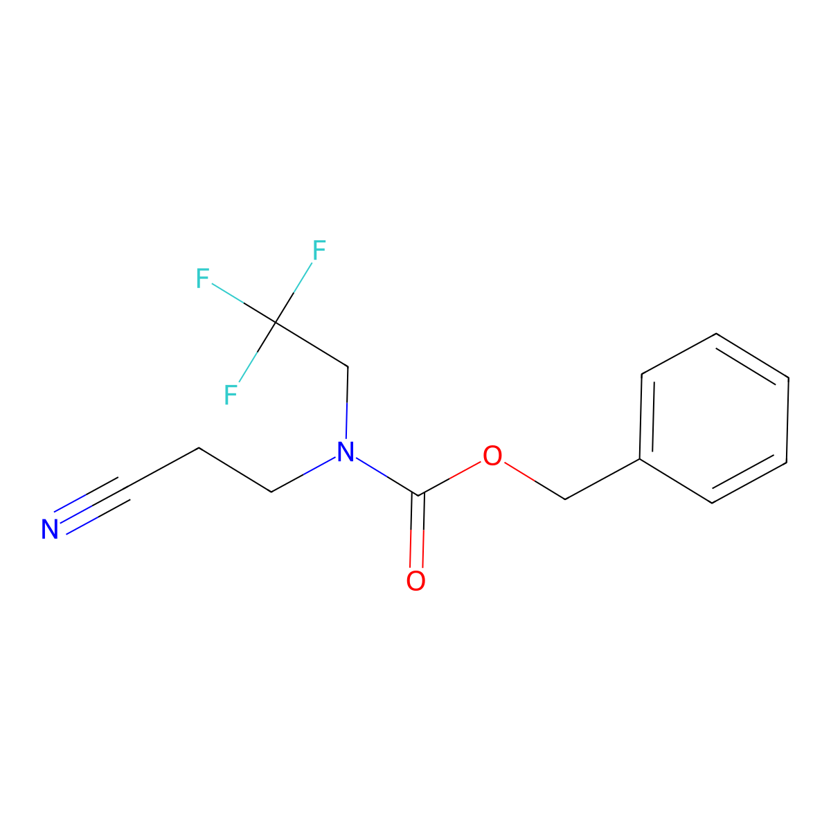 benzyl N-(2-cyanoethyl)-N-(2,2,2-trifluoroethyl)carbamate molecular structure, CAS 2680872-37-9