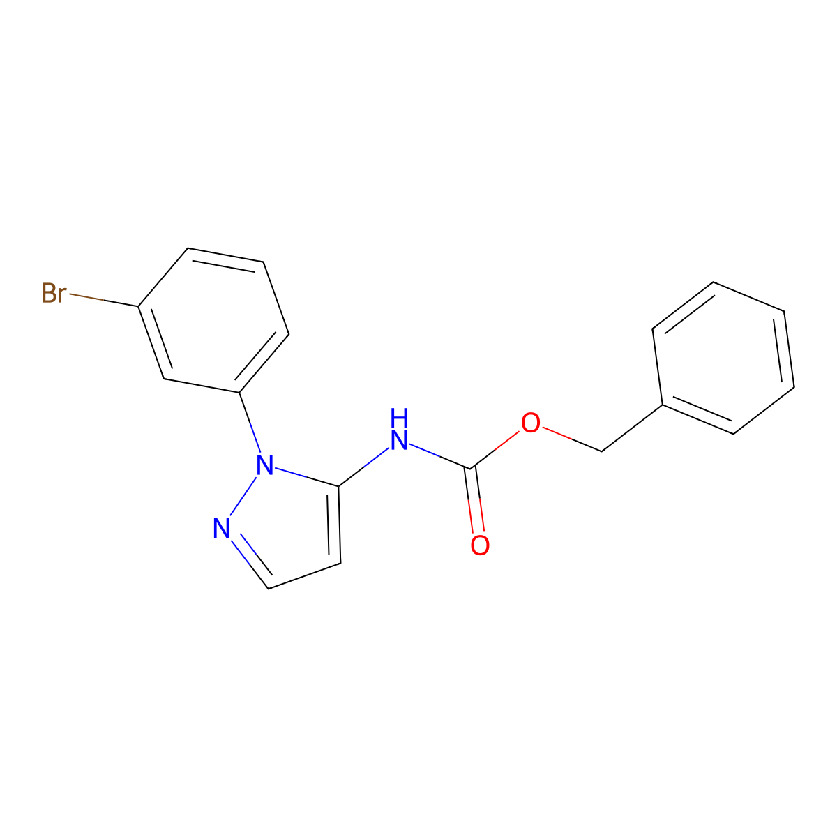 benzyl N-[1-(3-bromophenyl)-1H-pyrazol-5-yl]carbamate molecular structure, CAS 2680872-41-5