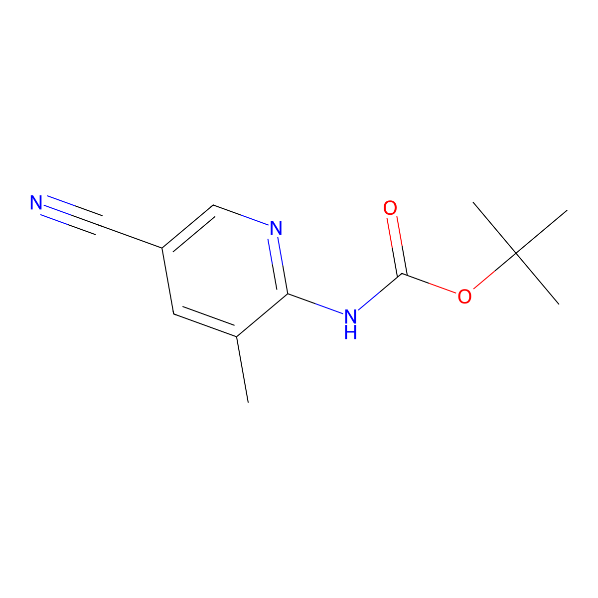 tert-butyl N-(5-cyano-3-methylpyridin-2-yl)carbamate molecular structure, CAS 2680872-46-0