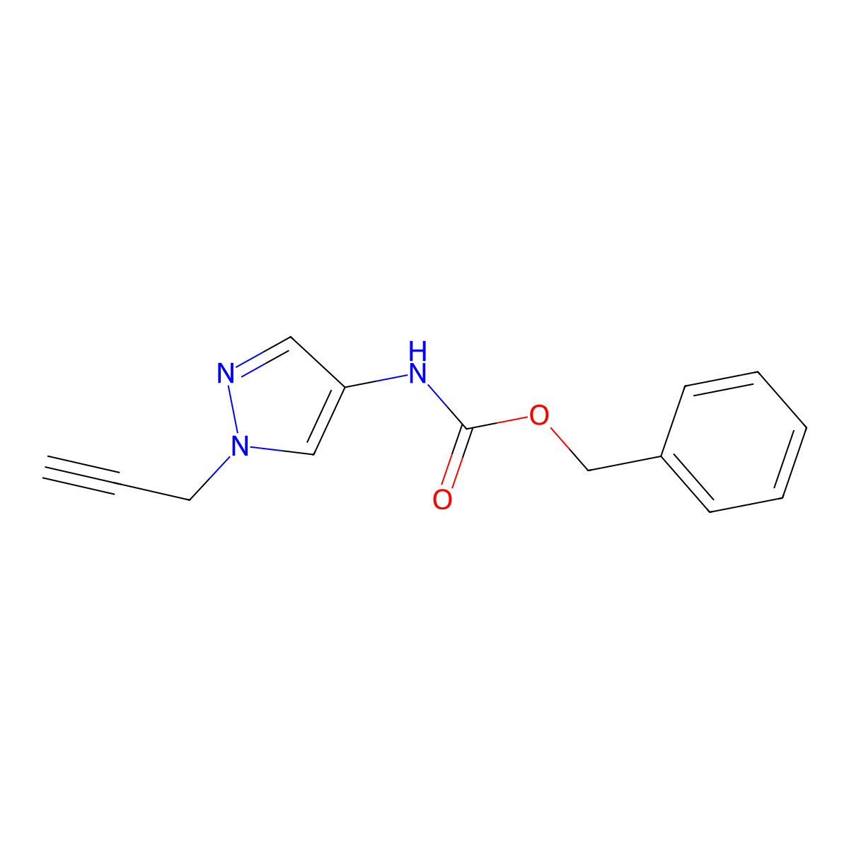 benzyl N-[1-(prop-2-yn-1-yl)-1H-pyrazol-4-yl]carbamate molecular structure, CAS 2680872-48-2