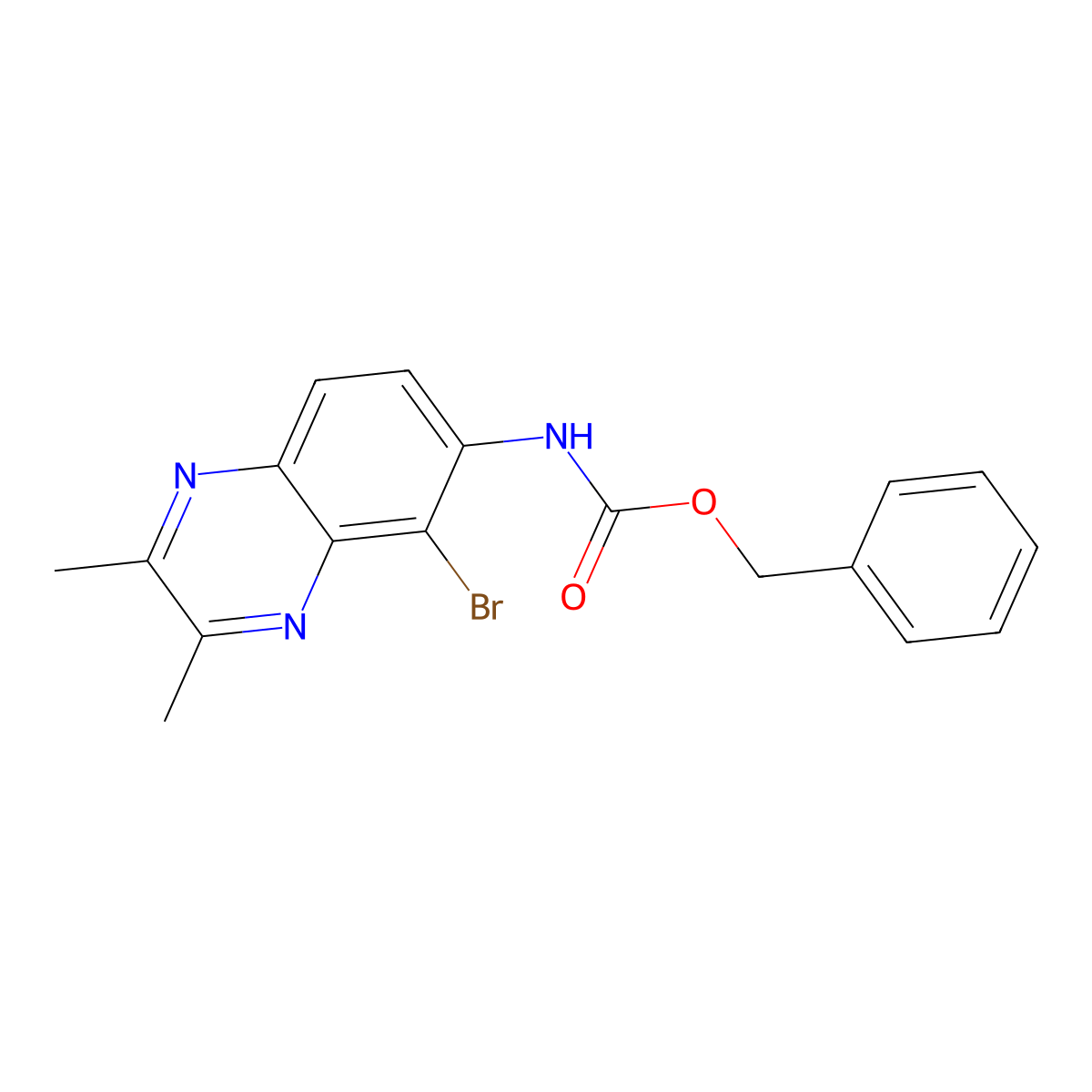 benzyl N-(5-bromo-2,3-dimethylquinoxalin-6-yl)carbamate molecular structure, CAS 2680872-50-6
