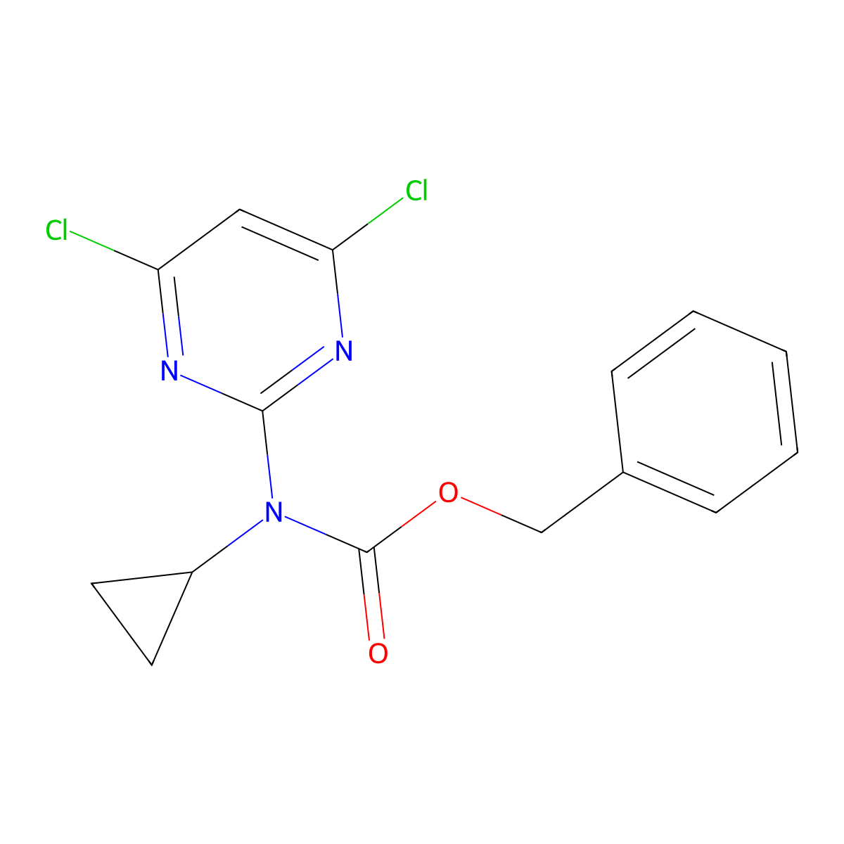benzyl N-cyclopropyl-N-(4,6-dichloropyrimidin-2-yl)carbamate molecular structure, CAS 2680872-64-2